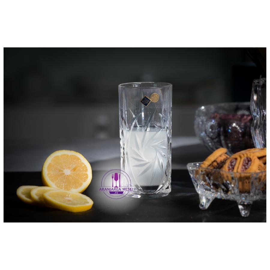 PINWHEEL Set 6 pahare cristal Bohemia apa/suc 370 ml