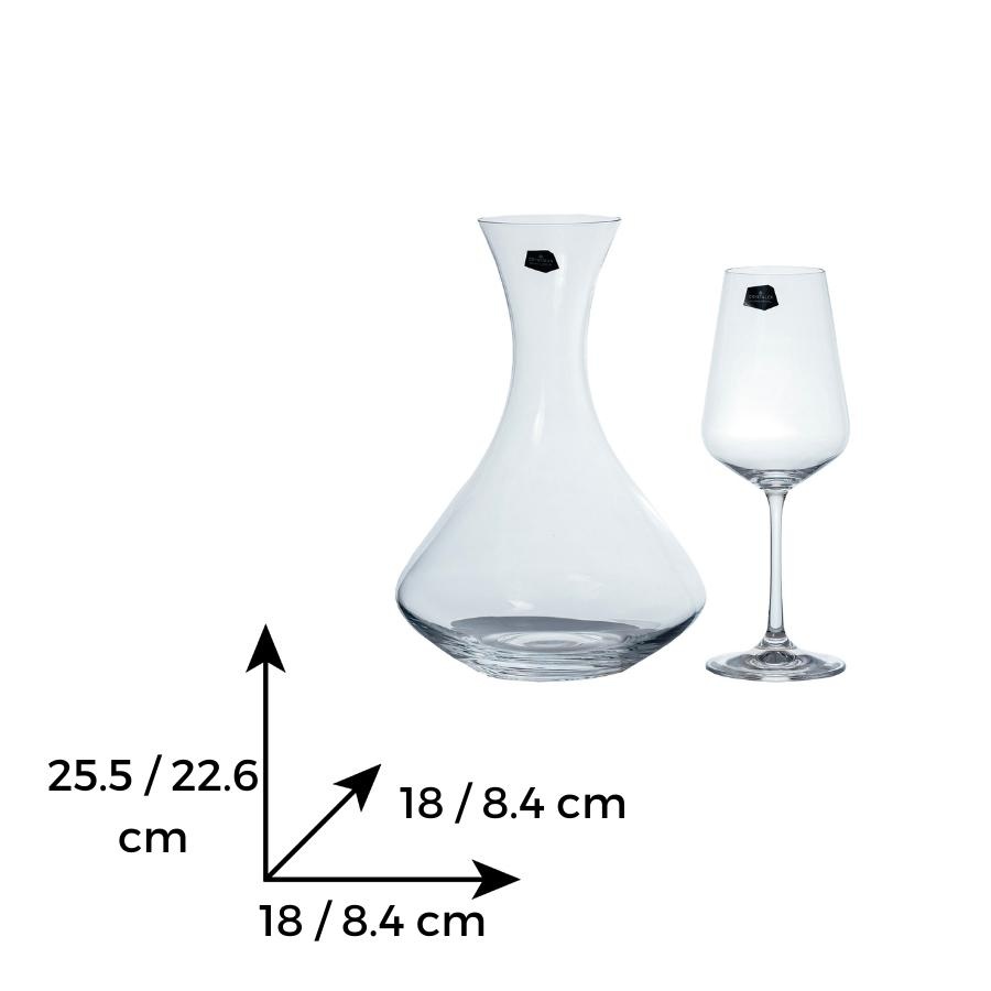 SANDRA Set 6 pahare si decantor sticla cristalina vin (350 ml + 1500 ml) - 2 | YEO
