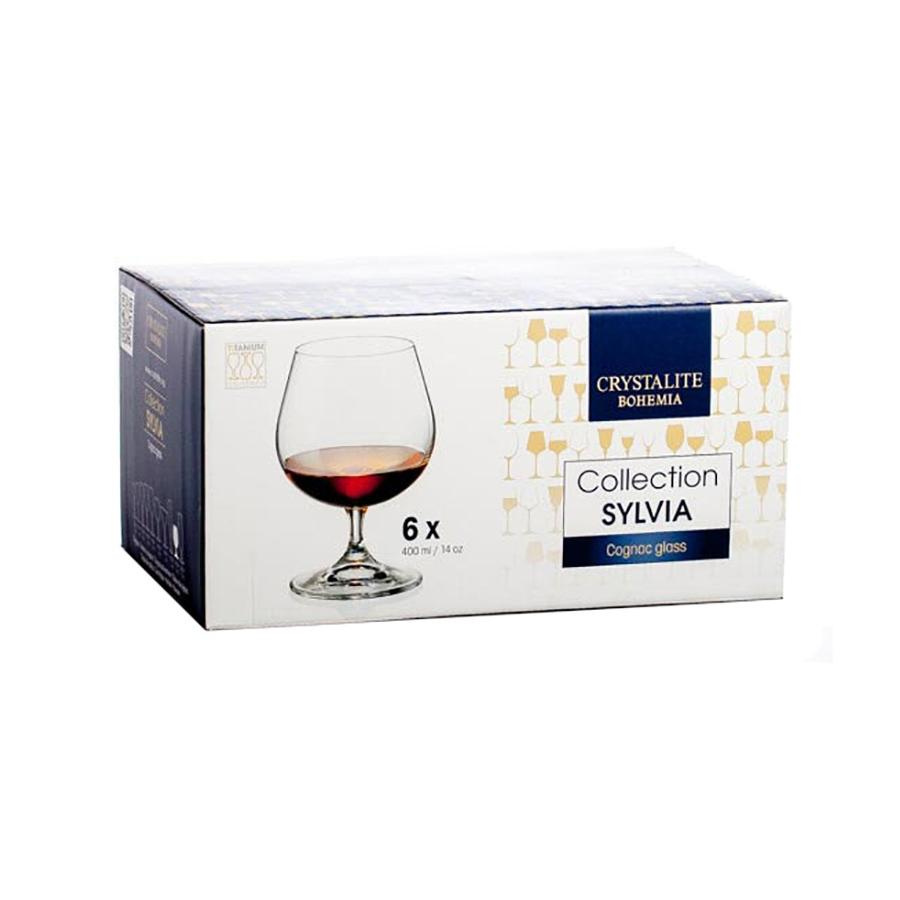 SYLVIA Set 6 pahare sticla cristalina Bohemia brandy 400 ml - 3 | YEO