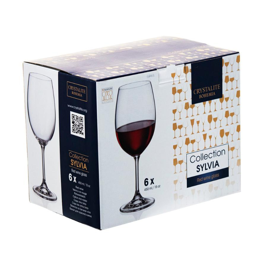 SYLVIA Set 6 pahare sticla cristalina Bohemia vin 450 ml - 2 | YEO