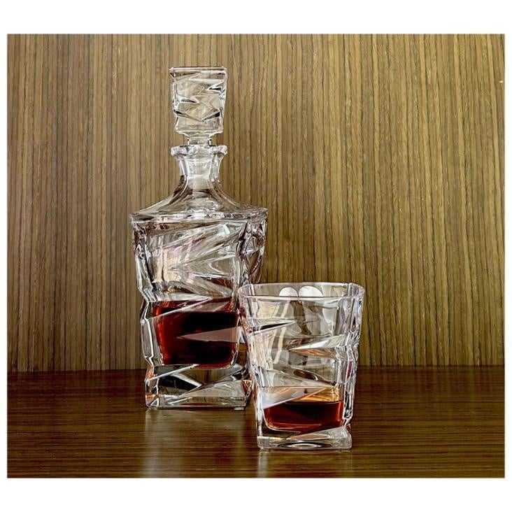 ZIG ZAG Set 6 pahare si decantor cristal Bohemia whisky