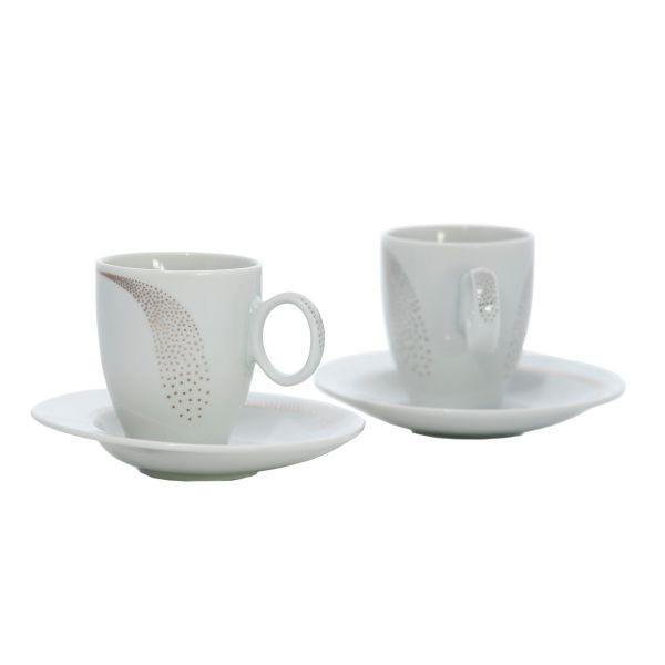 FUTURE PLATINUM Serviciu cafea portelan decor platina 6 persoane 140 ml