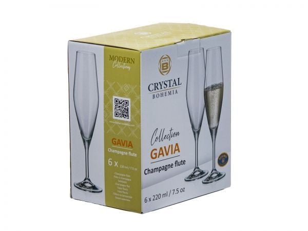 GAVIA Set 6 pahare cristalin Sampanie flute 220 ml - 1 | YEO