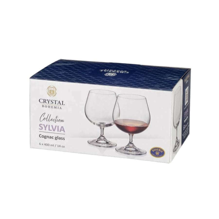 SYLVIA Set 6 pahare sticla cristalina brandy 400 ml - 4 | YEO