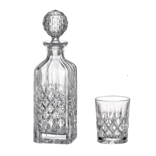 ANGELA - Pahare whisky si decanter Cristal Bohemia (set 7 piese) (99999-42000-163)