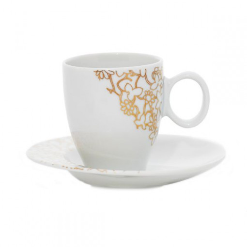 FUTURE FLORAL decor AUR Serviciu cafea portelan Bohemia 6 persoane 100 ml