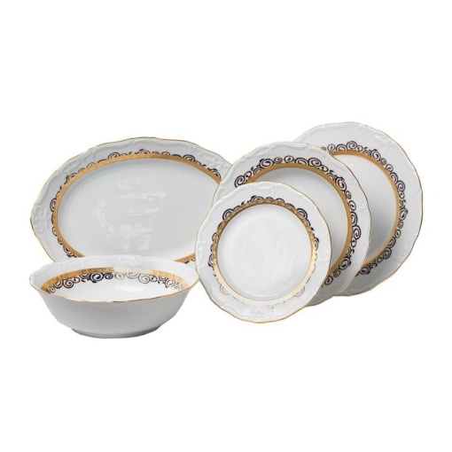MARIE LOUISE decor AUR Serviciu masa portelan Bohemia 6 persoane ( 20 piese )