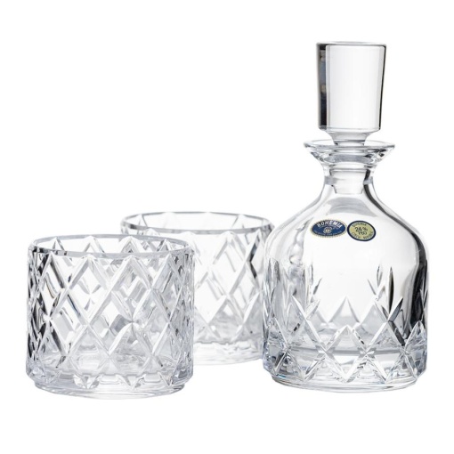 Set 2 pahare si decantor cristal Bohemia whisky