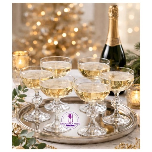 STERNA - Pahare sampanie cupa sticla cristalina Bohemia 200 ml (set 6 bucati) (91L-4S149-200)