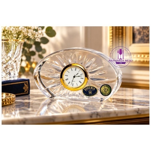 Ceas Cristal Bohemia (cadran auriu) 12 cm (77236-24305-120)