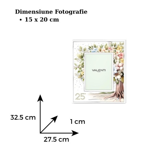 Rama Foto "Bellagio" 15x20 cm Pomul Vietii - cadou aniversare 25 Ani Casatorie Nunta de Argint  (LS104-4X)