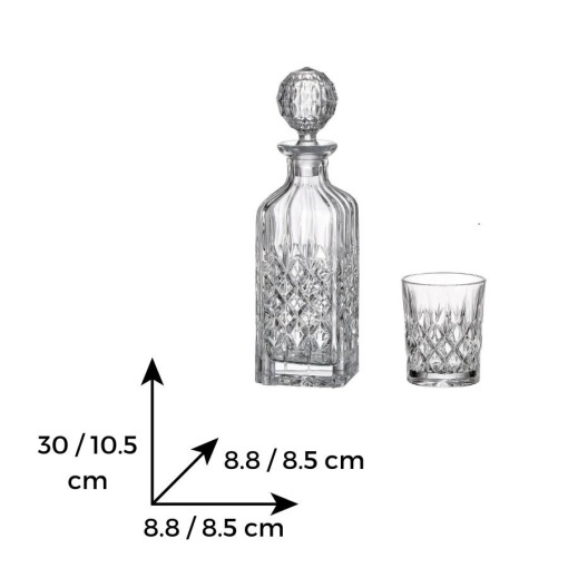 ANGELA - Pahare whisky si decanter Cristal Bohemia (set 7 piese) (99999-42000-163)