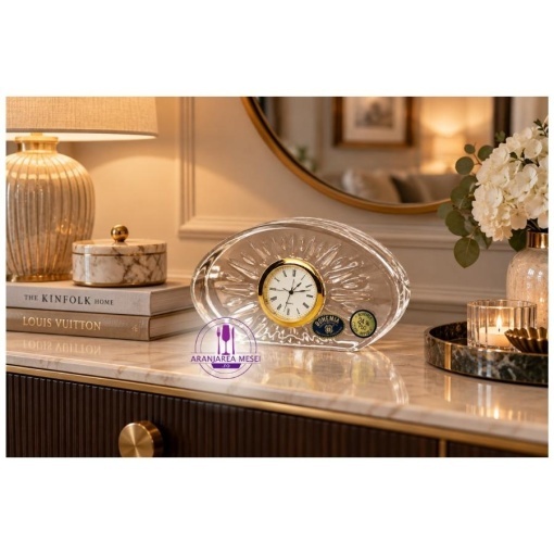 Ceas Cristal Bohemia (cadran auriu) 12 cm (77236-24305-120)