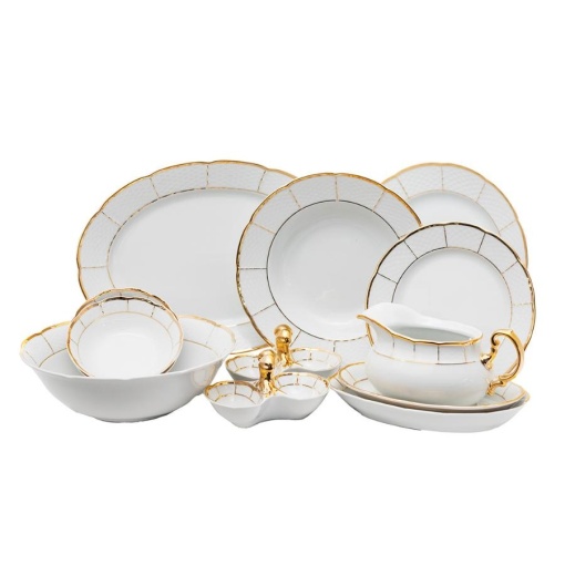 MENUET decor AUR Serviciu masa portelan Bohemia 12 persoane ( 45 piese )