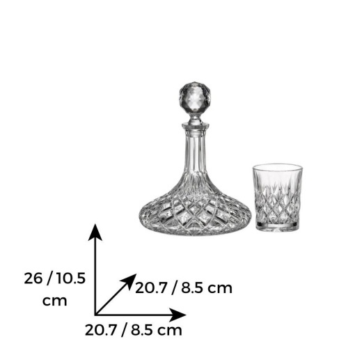 ANGELA - Pahare whisky si decanter Cristal Bohemia (set 7 piese) (99999-14100-149)