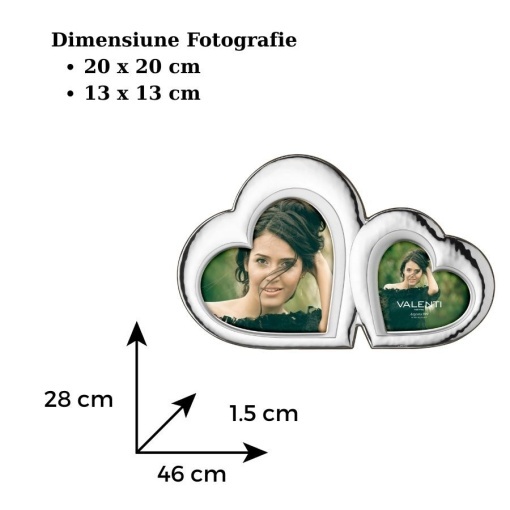 Rama foto Argint Inimi la Unison 20x20 cm &amp; 13x13 cm (52090-2L)