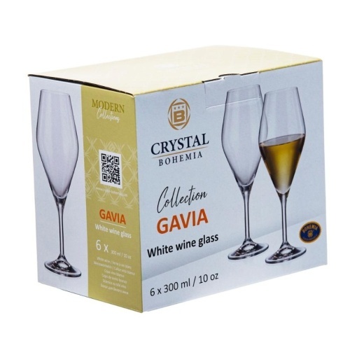 GAVIA - Pahare vin alb sticla cristalina Bohemia 300 ml (set 6 pahare) (91L-1SI97-300) - CUTIE