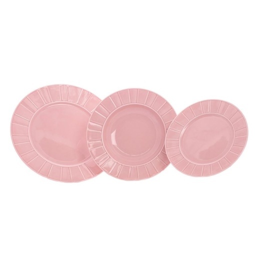OCTAVIA CORAL - Serviciu de masa portelan (6 persoane - 18 piese) (OCSM-18)