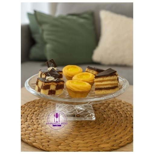 Platou rotund cu picior Cristal Bohemia 33 cm (66657-57040-330)