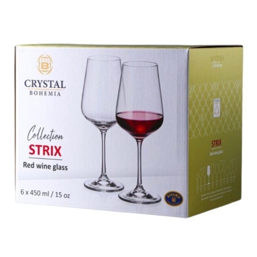 STRIX - Pahare vin rosu sticla cristalina Bohemia 450 ml (set 6 bucati) (1SF73-00000-450) - CUTIE