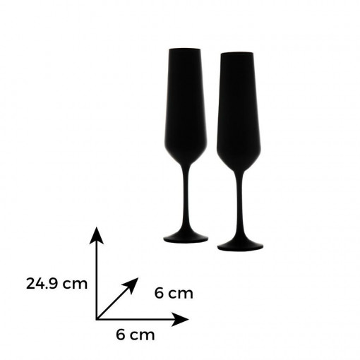 SANDRA NEGRU MAT (interior auriu metalic) - Pahare sampanie sticla cristalina Bohemia 200 ml (set 6 bucati) (40728-200-D5384)