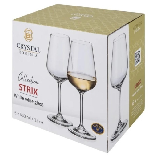 STRIX - Pahare vin alb sticla cristalina Bohemia 360 ml (set 6 bucati) (1SF73-00000-360) - CUTIE