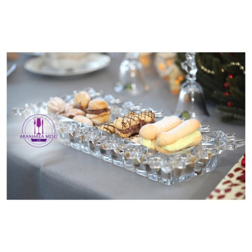 Platou cristal Bohemia compartimentat 36.5 cm