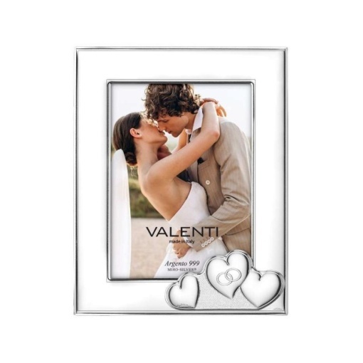 Rama Foto Argint "Inimi" 18×24 cm - cadou nunta verighete (52126-5L)