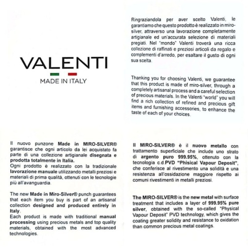 CERTIFICAT DE GRANTIE VALENTI