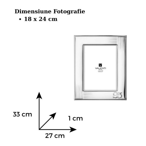 Rama Foto Argint Torino 18x24 cm - cadou aniversare 25 Ani Casatorie (52136-5L)