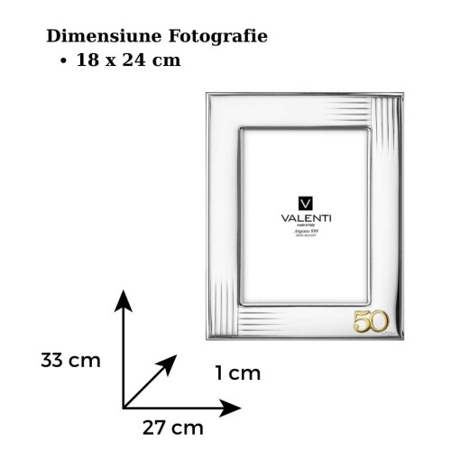 Rama Foto Argint "Torino" 18x24 cm - cadou aniversare 50 Ani Casatorie (52137-5L)