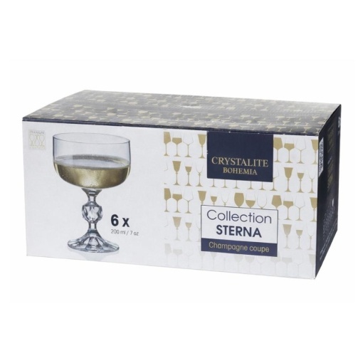 STERNA - Pahare sampanie cupa sticla cristalina Bohemia 200 ml (set 6 bucati) (91L-4S149-200)