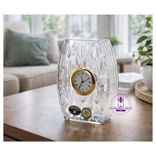 Ceas Cristal Bohemia (cadran auriu) 11.5 cm (77237-36215-115)