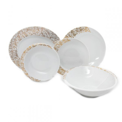 FUTURE FLORAL decor AUR Serviciu masa portelan Bohemia 6 persoane ( 20 piese )