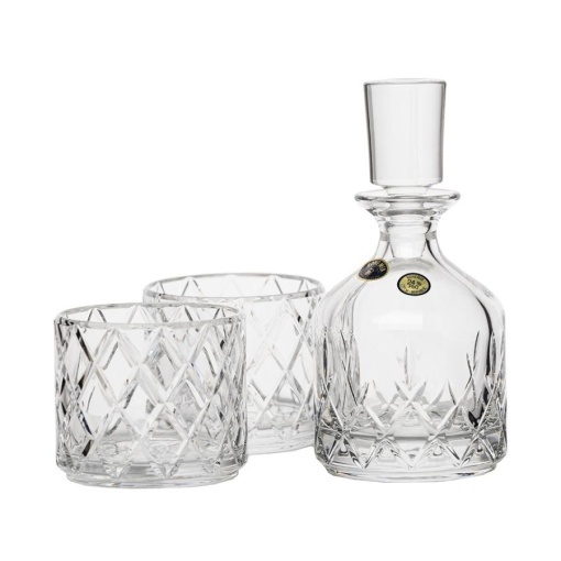 MINISTER Pahare whisky si decanter Cristal Bohemia (set 3 piese) (99999-11037-859)