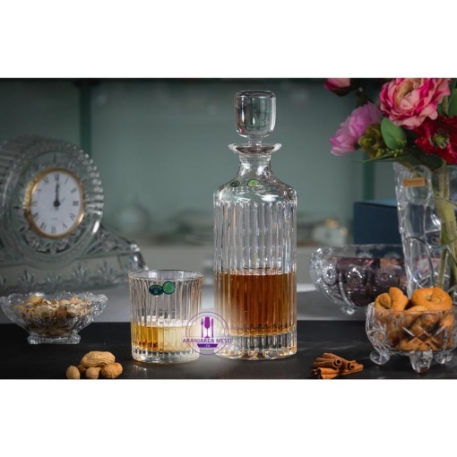 SKYLINE Set 6 pahare si decantor cristal Bohemia whisky