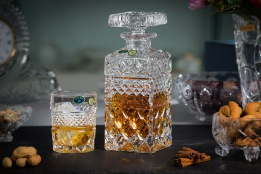 MADISON Set 6 pahare si decantor cristal Bohemia whisky