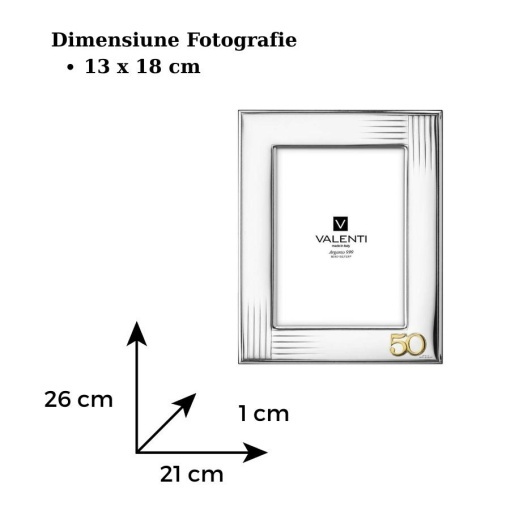 Rama Foto Argint "Torino" 13x18 cm - cadou aniversare 50 Ani Casatorie (52137-4L)