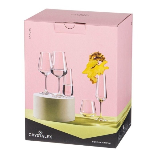 SANDRA NEGRU MAT (interior auriu metalic) - Pahare sampanie sticla cristalina Bohemia 200 ml (set 6 bucati) (40728-200-D5384) - CUTIE