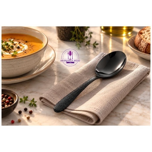 VENUS Tacamuri inox 18-0 NEGRU  (Set 4 persoane - 16 piese)  (B1410-16-BK)