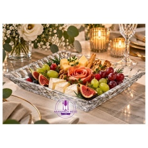 MARBLE Platou sticla cristalina Bohemia 26 cm