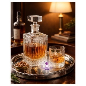 WINDSOR Set 6 pahare si decantor cristal Bohemia whisky
