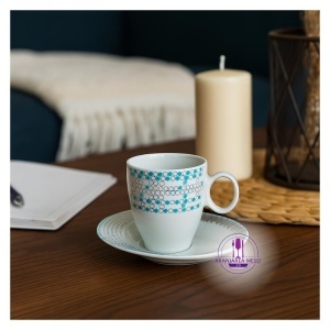 FUTURE Serviciu cafea portelan Bohemia decor argint 6 persoane 100 ml