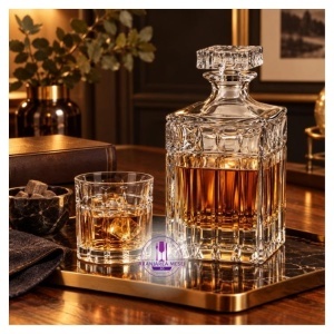 PAUL Set 6 pahare si decantor cristal Bohemia whisky