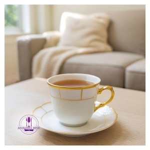 MENUET decor AUR Serviciu ceai / cappuccino portelan Bohemia 6 persoane 225 ml