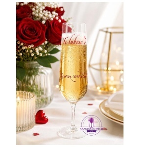 AMORE Set 2 pahare sticla cristalina personalizate Bohemia sampanie 200 ml