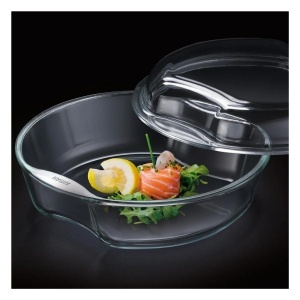EXCLUSIVE Caserola sticla termorezistenta rotunda 2.5 l cu capac 1.5 l