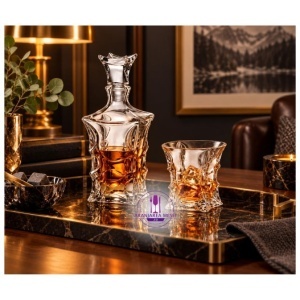 LADY Set 6 pahare si decantor cristal Bohemia whisky