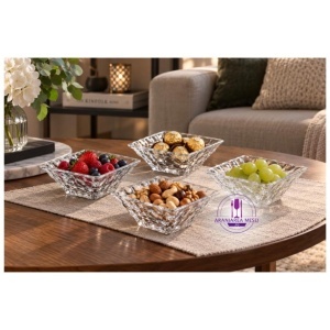 MARBLE Set 4 boluri sticla cristalina Bohemia 11 cm