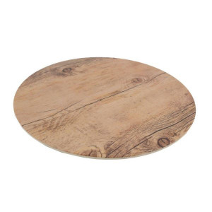 Platou melamina rotund, decor lemn, 30.5cm